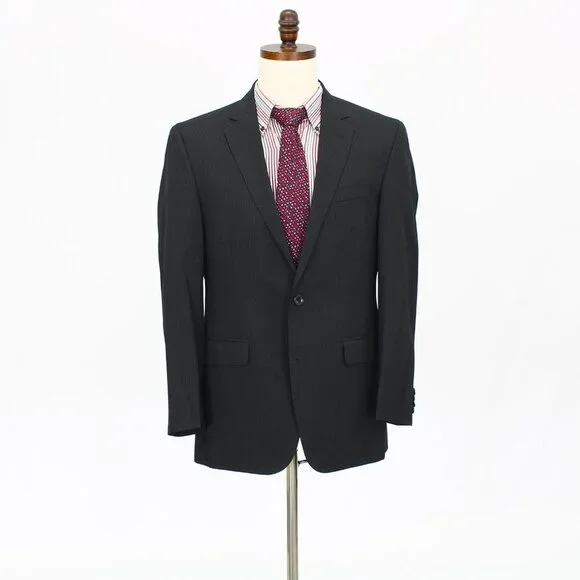 Kenneth Cole 40R 34x28 Black Striped 2-Button Suit R807